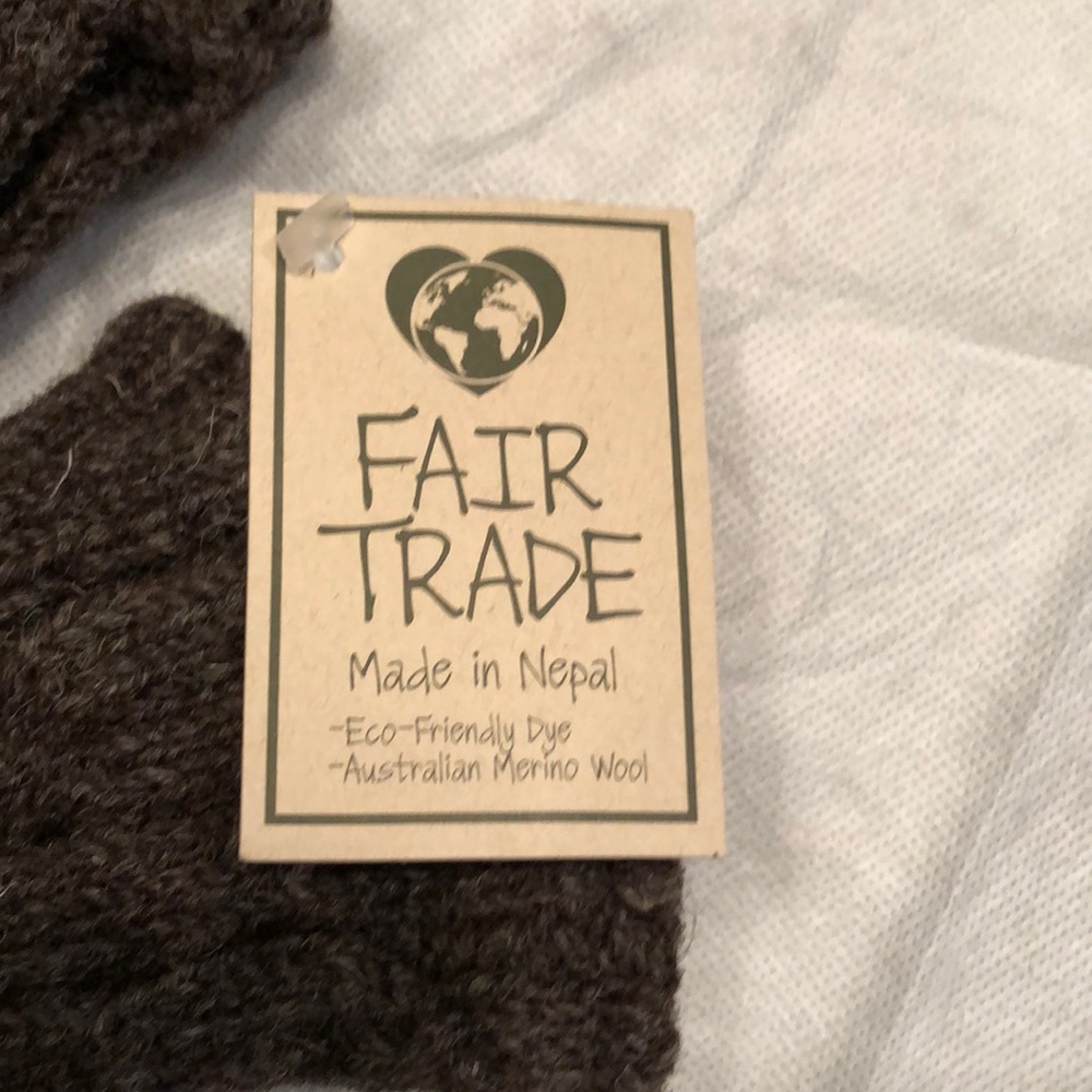 NWT brown fleece lined fingerless gloves - Picture 8 of 8